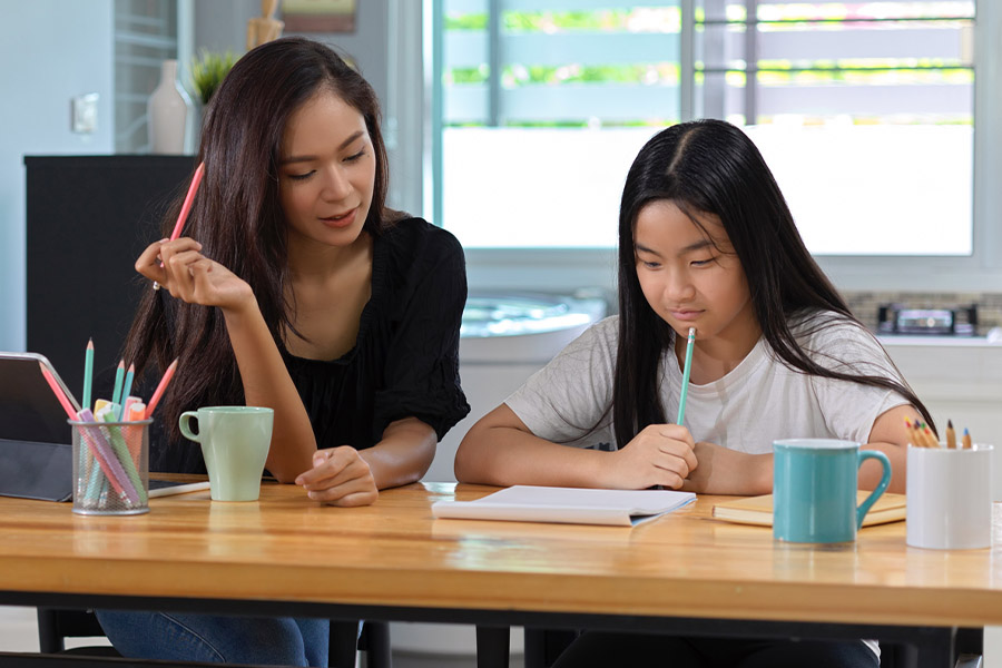 student and tutor together at a desk in Arlington